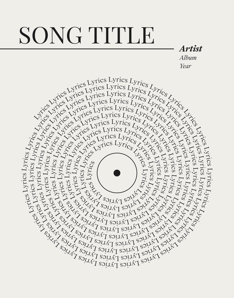 Circular vinyl record style lyric poster featuring Innerbloom by RÜFÜS DU SOL