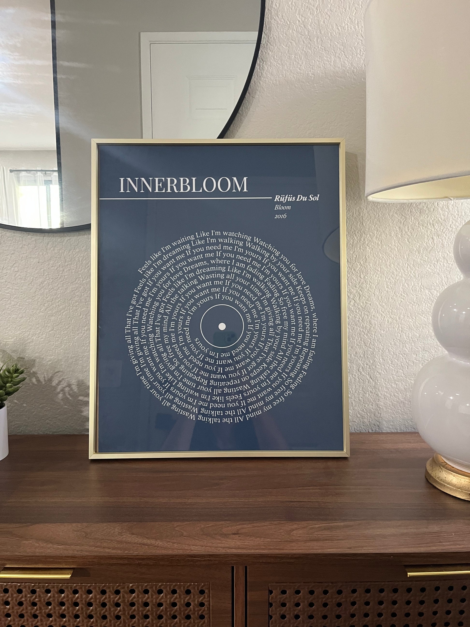 RÜFÜS DU SOL Innerbloom lyric record wall art print in minimalist vinyl design